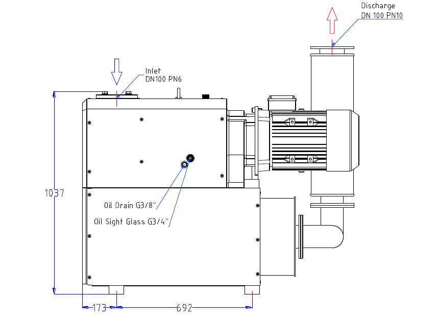 VCX 1005 claw vacuum pump dimensions picture 2